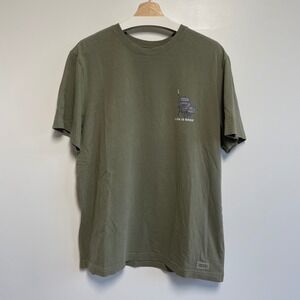 Life is Good Mens T-Shirt Olive Green "Smoke Show" BBQ Graphic Cotton Size L Dad